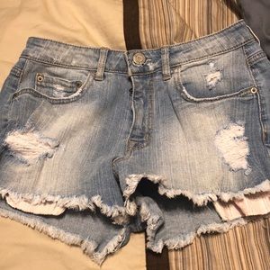 High waisted shorty light  jean shorts